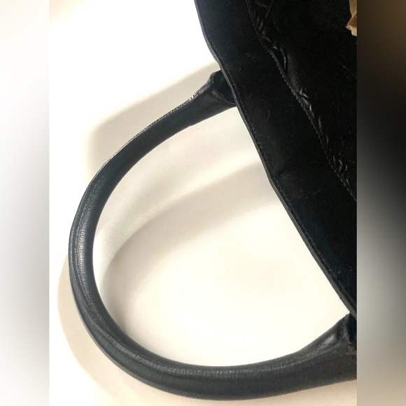 GUCCI VINTAGE GUCCISSIMA GG SHERRY LINE WEB TOTE BAG CANVAS LEATHER BLACK/CREAM - Picture 6 of 16